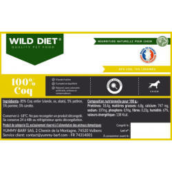 Wild Diet 100% Coq 1kg (chien)